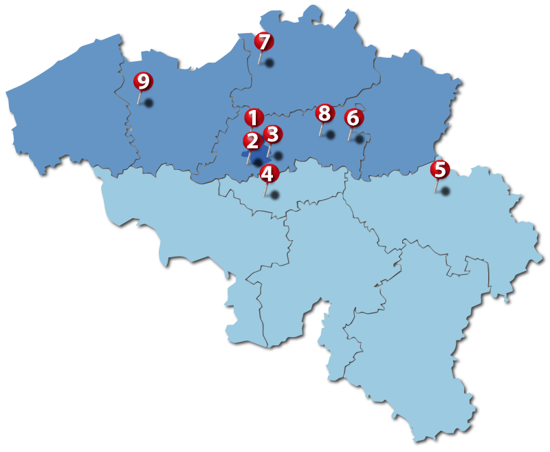 carte des centres agréés TCA en Belgique